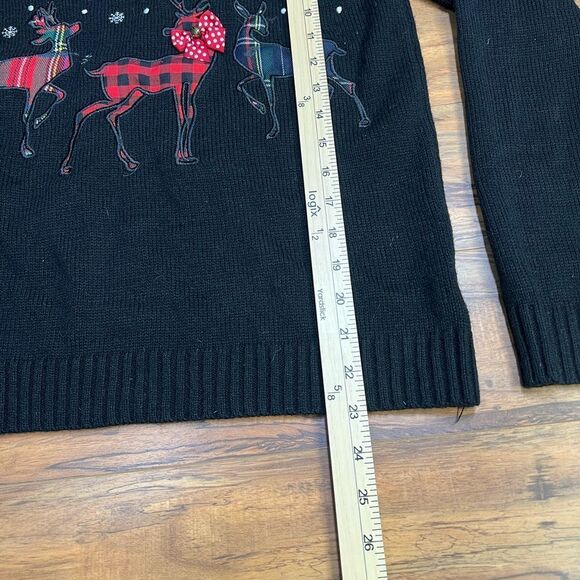 Karen Scott New Women's PullOver Christmas Reindeer Theme Sweater Black Medium - Picture 4 of 6